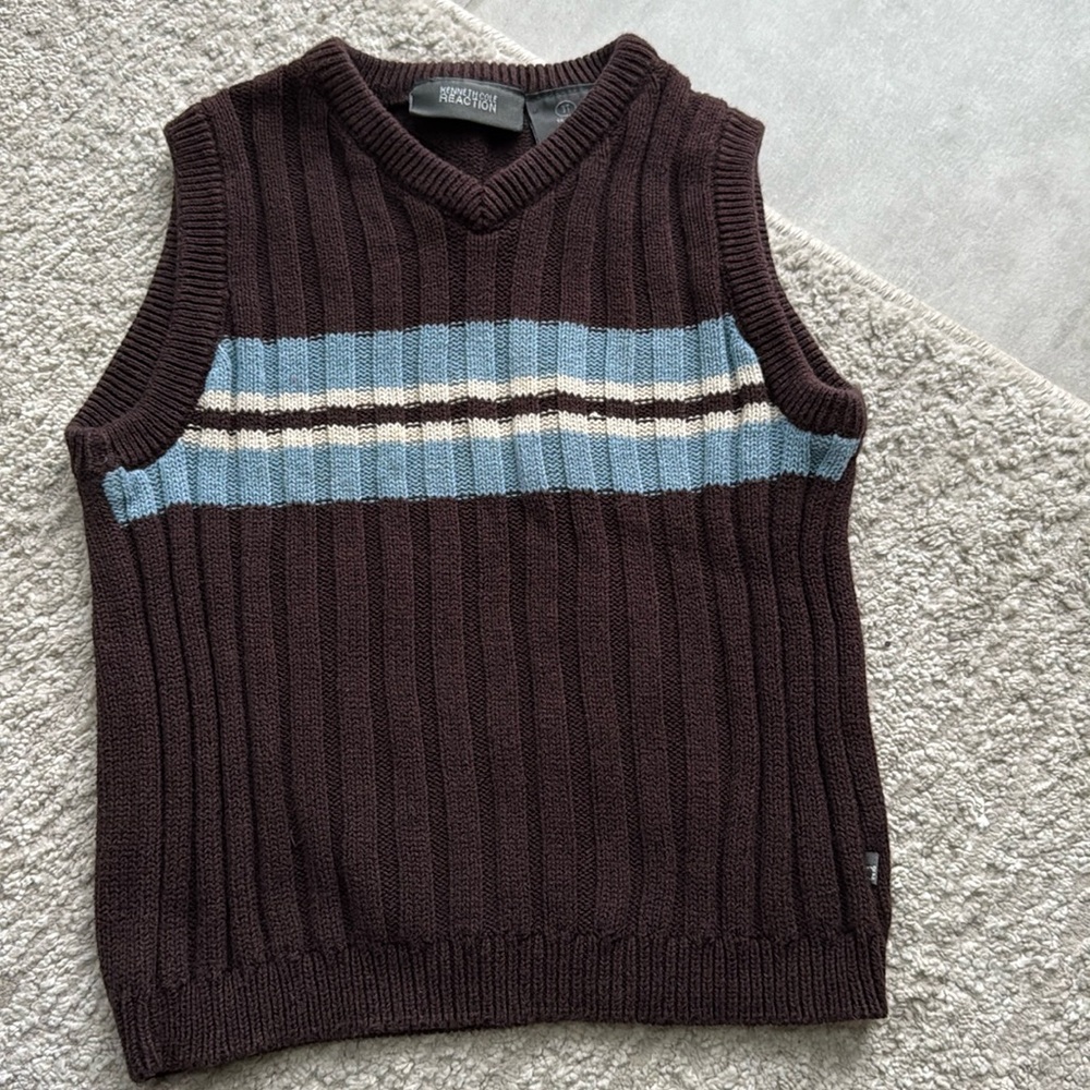 *LIKE NEW* Kenneth Cole Reaction Boy's Brown/Lt. Blue 100% Cotton Vest - Size 3T